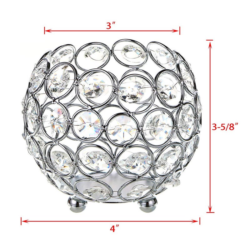 OwnMy 10cm Crystal Bowl Votive Candleholder Sparkly Tea Light Candle Holders Candle Lanterns Decorative Candelabra Vase for Christmas New Year Wedding Table Centerpieces (Silver Tone) - Image 2